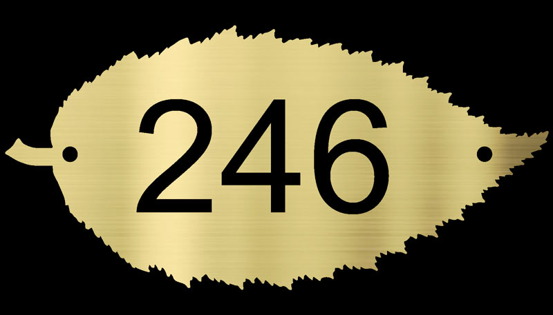 Hornbeam Leaf brass house number