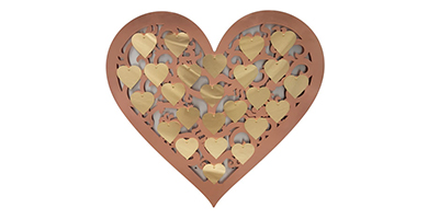 Filigree heart with large heart plaques plaques