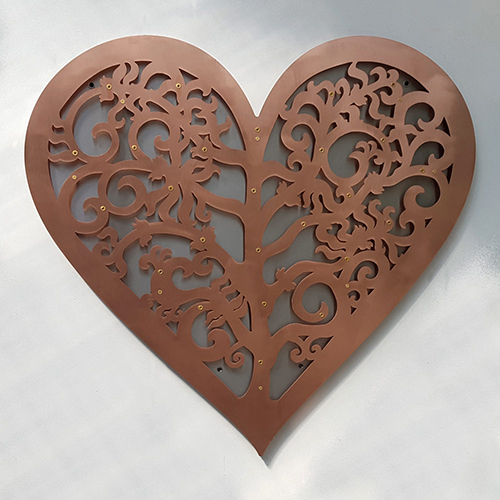 copper filigree heart sculpture by Finch Tree