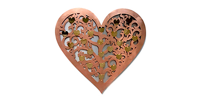 Filigree heart with small heart plaques plaques