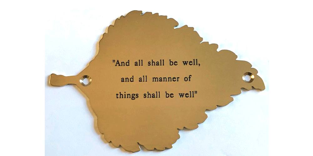 Birch leaf brass plaque by Finch Tree UK
