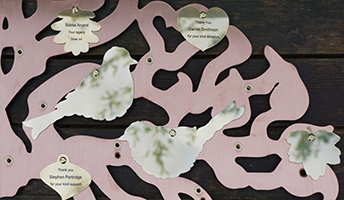 Engraved leaf and bird Plaques