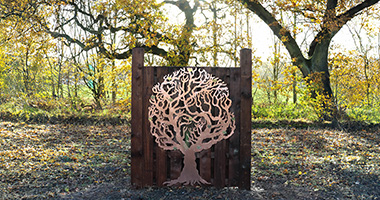 Copper Love Tree on wooden support